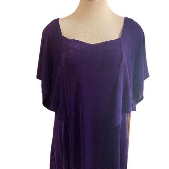 Vikki Vi Royal Purple Flutter Slinky Top Blouse Plus Size 1X - Picture 2 of 9